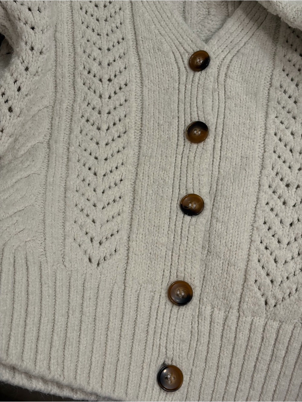 Anthropologie Classic Pointelle Cardigan Light Sand - Picture 6 of 6